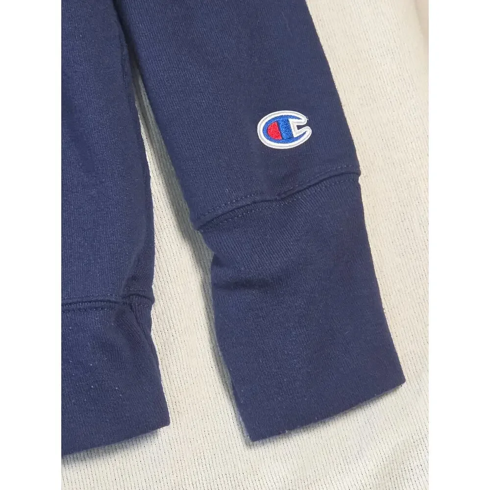 Champion Spell Out Script Crew Sweatshirt Navy L